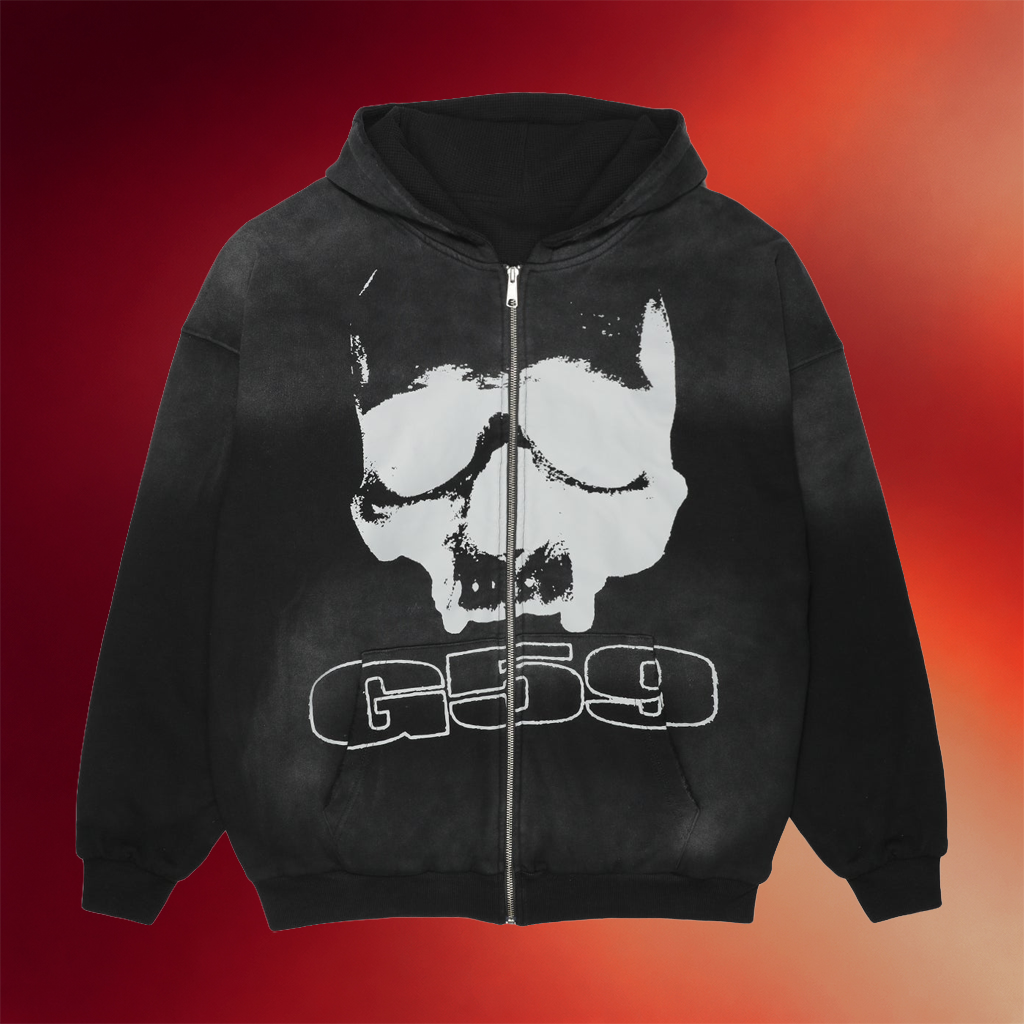 G59 Merch 2026 Skull Zip Hoodie Grey Five Nine Merch Gifts Ideas For Dudes