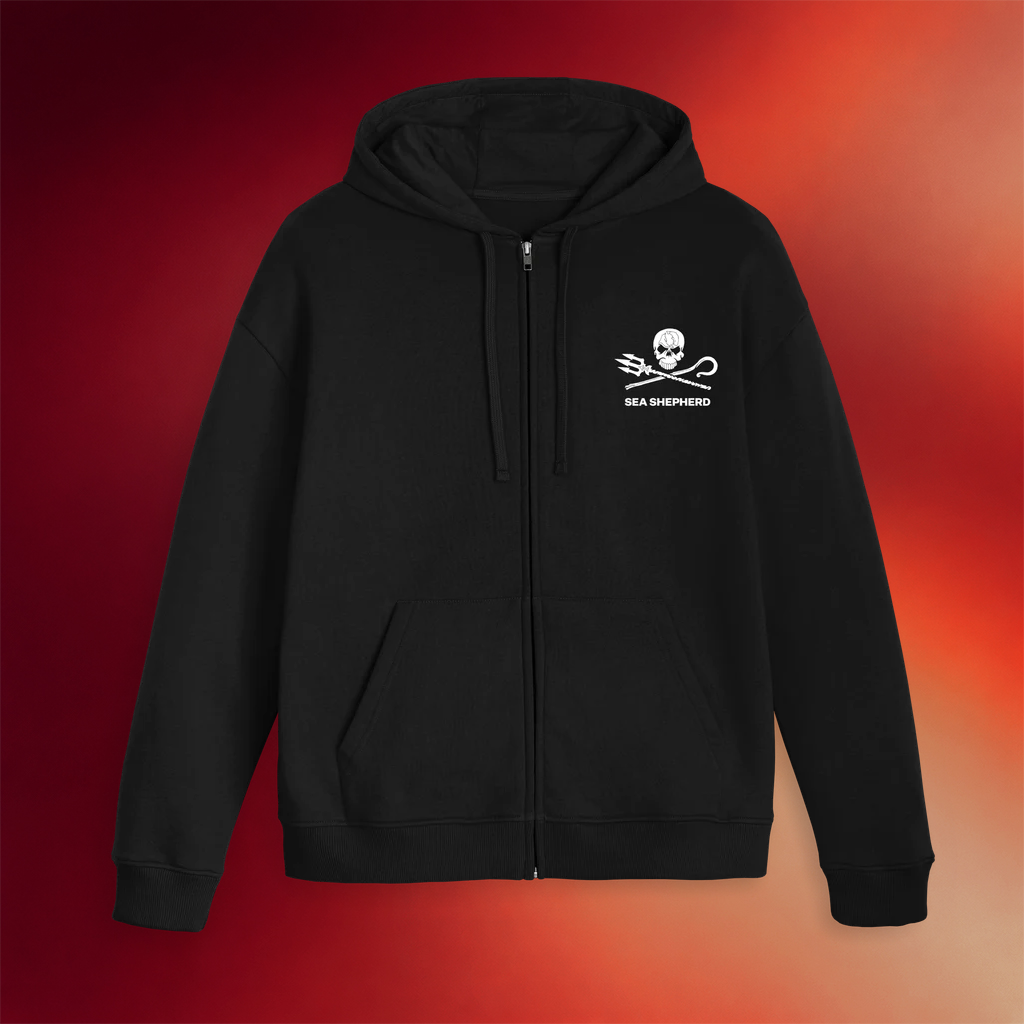 Sea Shepherd Merch 2026 Jolly Roger Zip Hoodie Black Gifts Ideas For Boyfriend