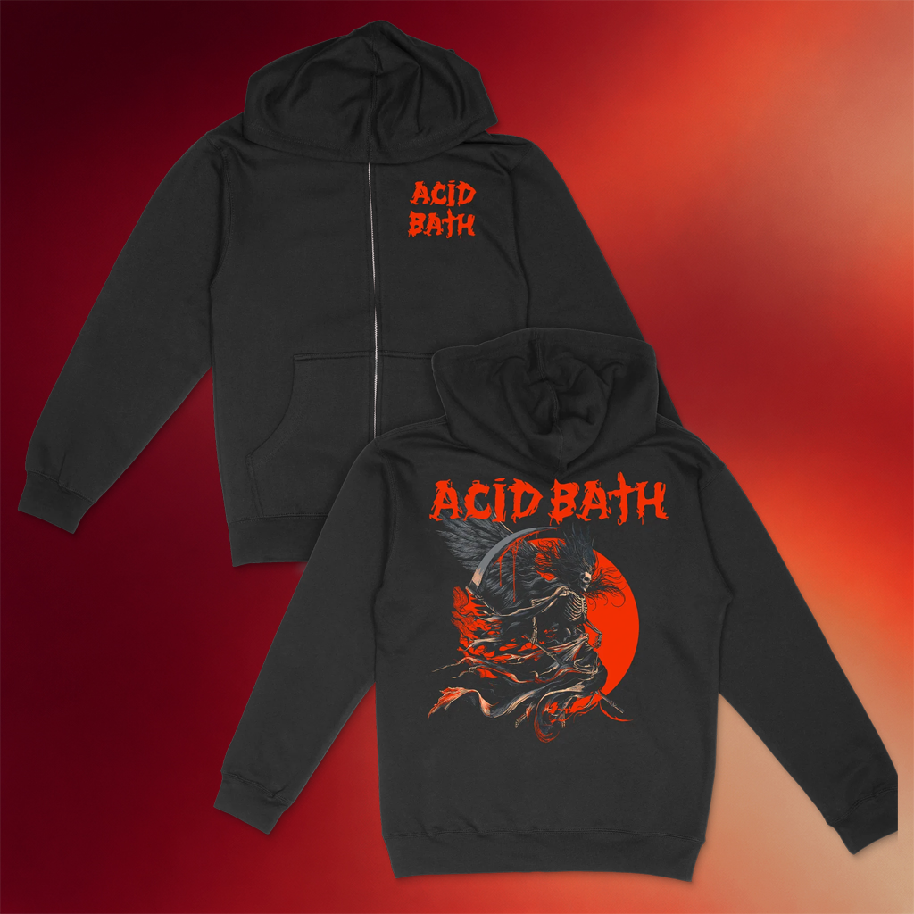 Acid Bath Merch 2026 Winged Reaper Zip Hoodie Unique Gifts For Metal Band Fans
