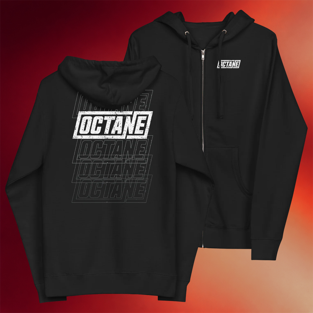 SiriusXM Octane Merch Octane White Logo Zip Hoodie SiriusXM Merch Good Gifts For Him