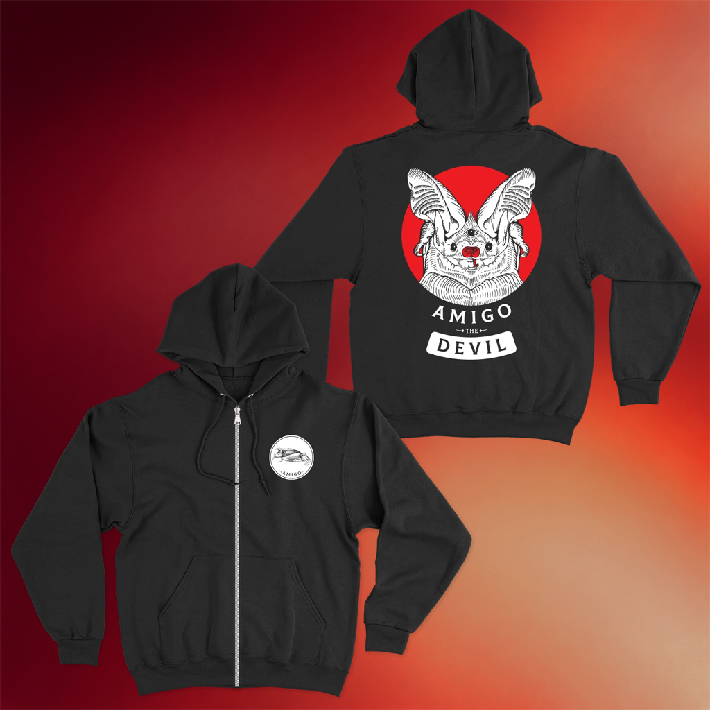 Amigo The Devil Merch Batty Black Zip Hoodie Amigo The Devil Hoodie Gift Ideas For Music Lovers