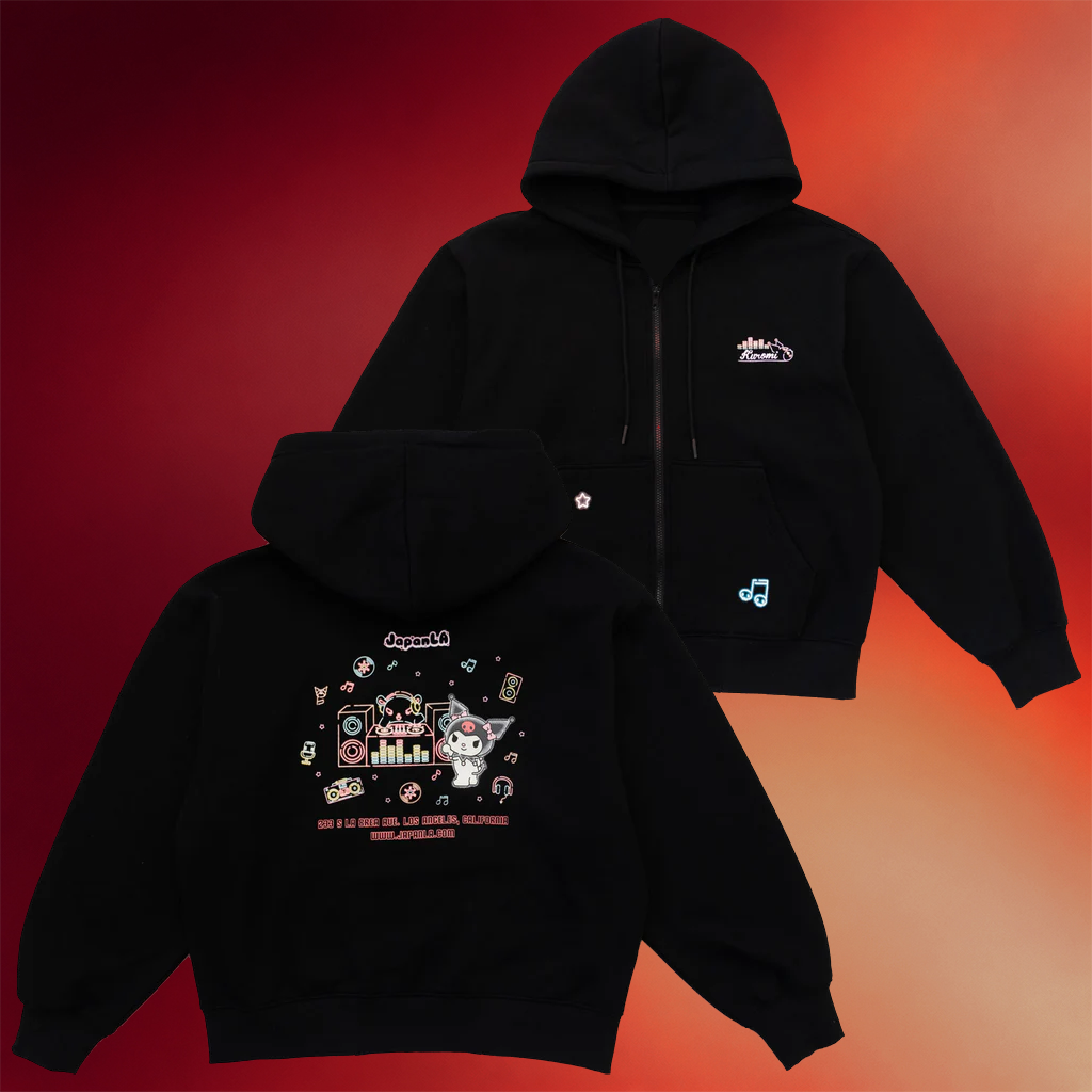 Sanrio Merch Kuromi x JapanLA Glow In The Dark Anniversary Party Zip Hoodie Gifts For Daughter