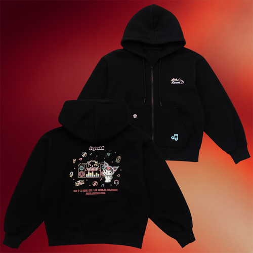 Sanrio Merch Kuromi x JapanLA Glow In The Dark Anniversary Party Zip Hoodie Gifts For Daughter