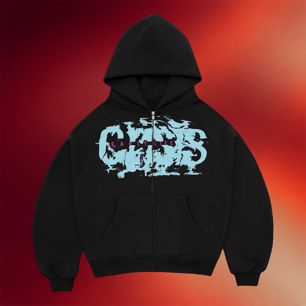 Nettspend Merch Black Crisis Zip Up Hoodie Early Life Hoodie Birthday Gift For Sister