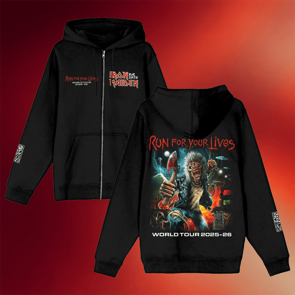 Iron Maiden Merch Run For Your Lives Tour 2025 26 Zip Hoodie Gift For Music Lovers