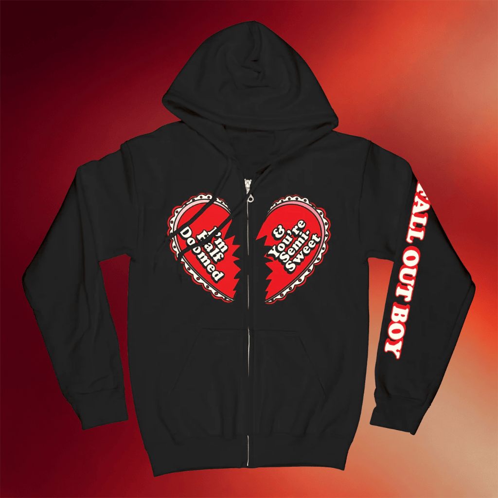 Fall Out Boy Merch I_m Half Doomed Zip Hoodie Fall Out Boy Hoodie Gift For Rock Band Fans