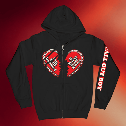 Fall Out Boy Merch I_m Half Doomed Zip Hoodie Fall Out Boy Hoodie Gift For Rock Band Fans
