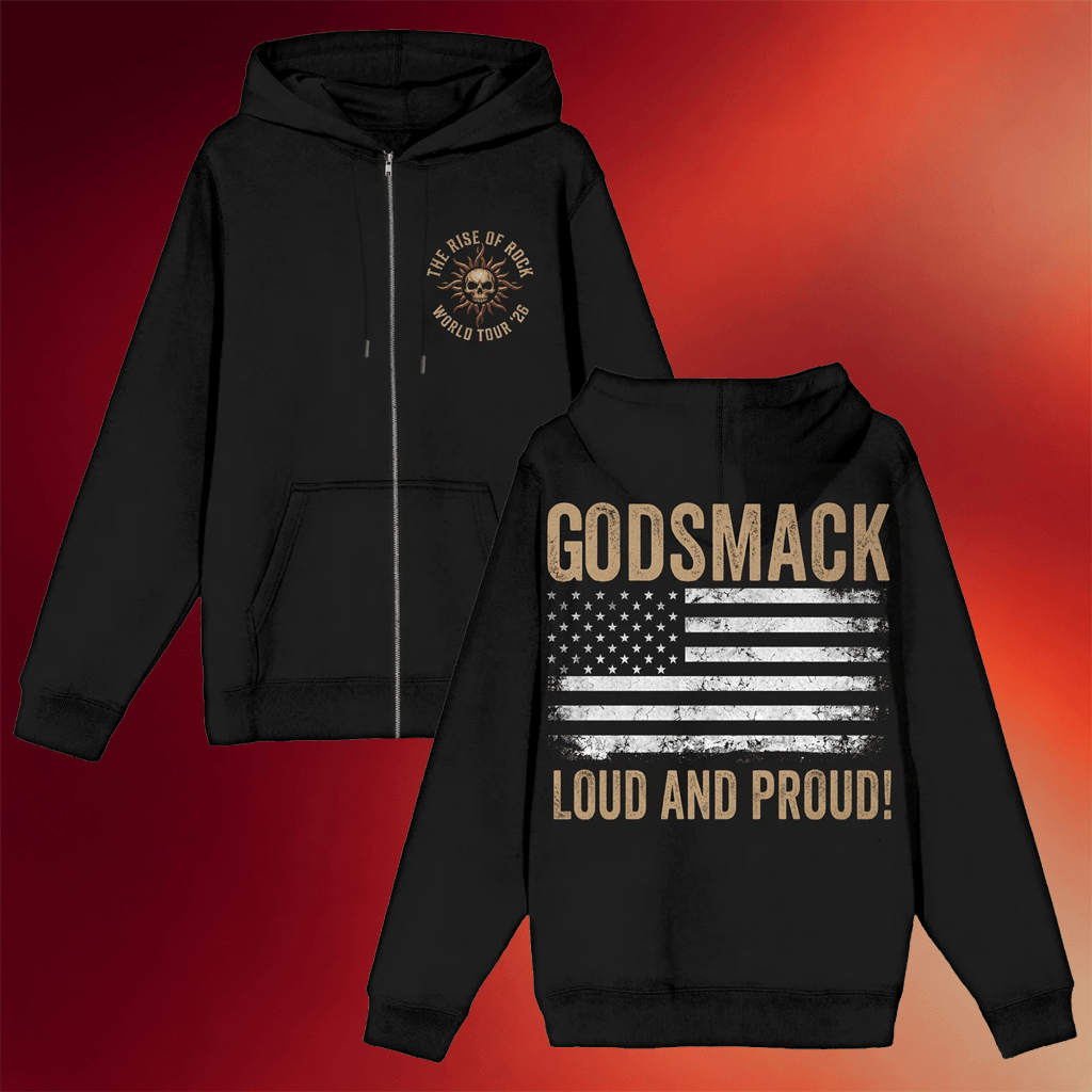 Godsmack Merch 2026 Loud And Proud Zip Hoodie The Rise Of Rock World Tour Merch Fan Gifts