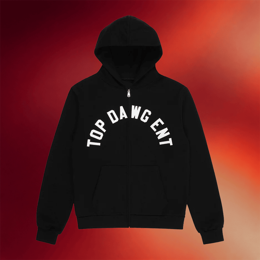 TDE Merch 2026 TDE Applique Zip Hoodie Black Gift Ideas For Music Lovers