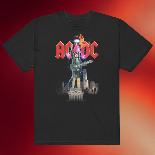 AC DC Merch 2026 Angus Lady Liberty T-Shirt AC DC Rock Band Shirt Gifts For Music Lover