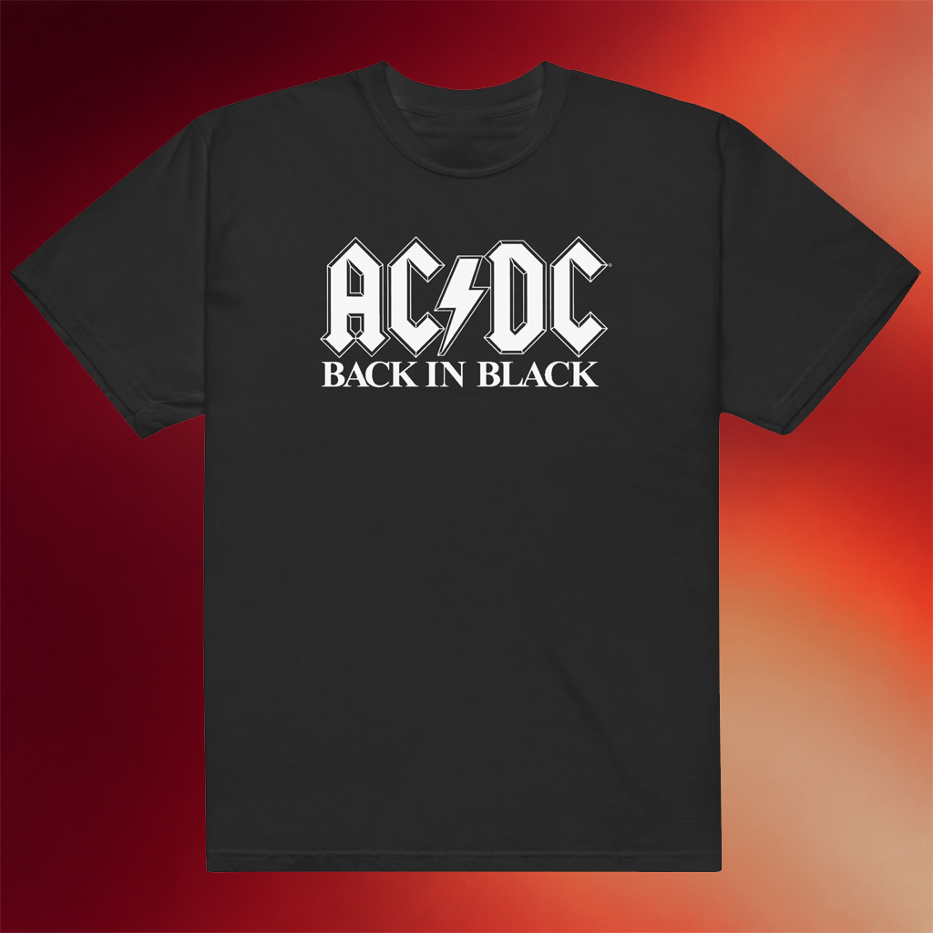 AC DC Merch 2026 Back In Black White Logo T-Shirt Present For Rock Band Fans