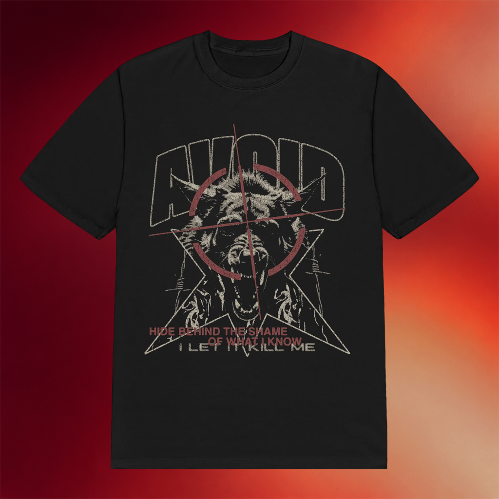 AVOID Merch 2026 Wolf Black T-Shirt AVOID Band Shirts Cool Gifts For Music Lovers