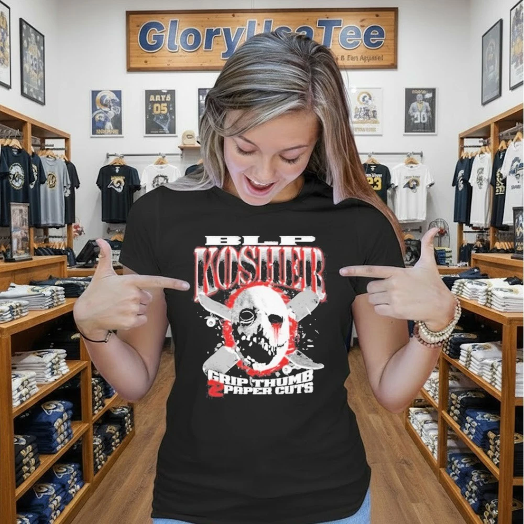 BLP Kosher Merch 2026 Grip Thumb 2 Paper Cuts T-Shirt Gifts For Rap Lovers