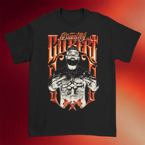 Brantley Gilbert Merch 2026 Tattoos Photo T-Shirt  Brantley Gilbert Middle Finger Shirt