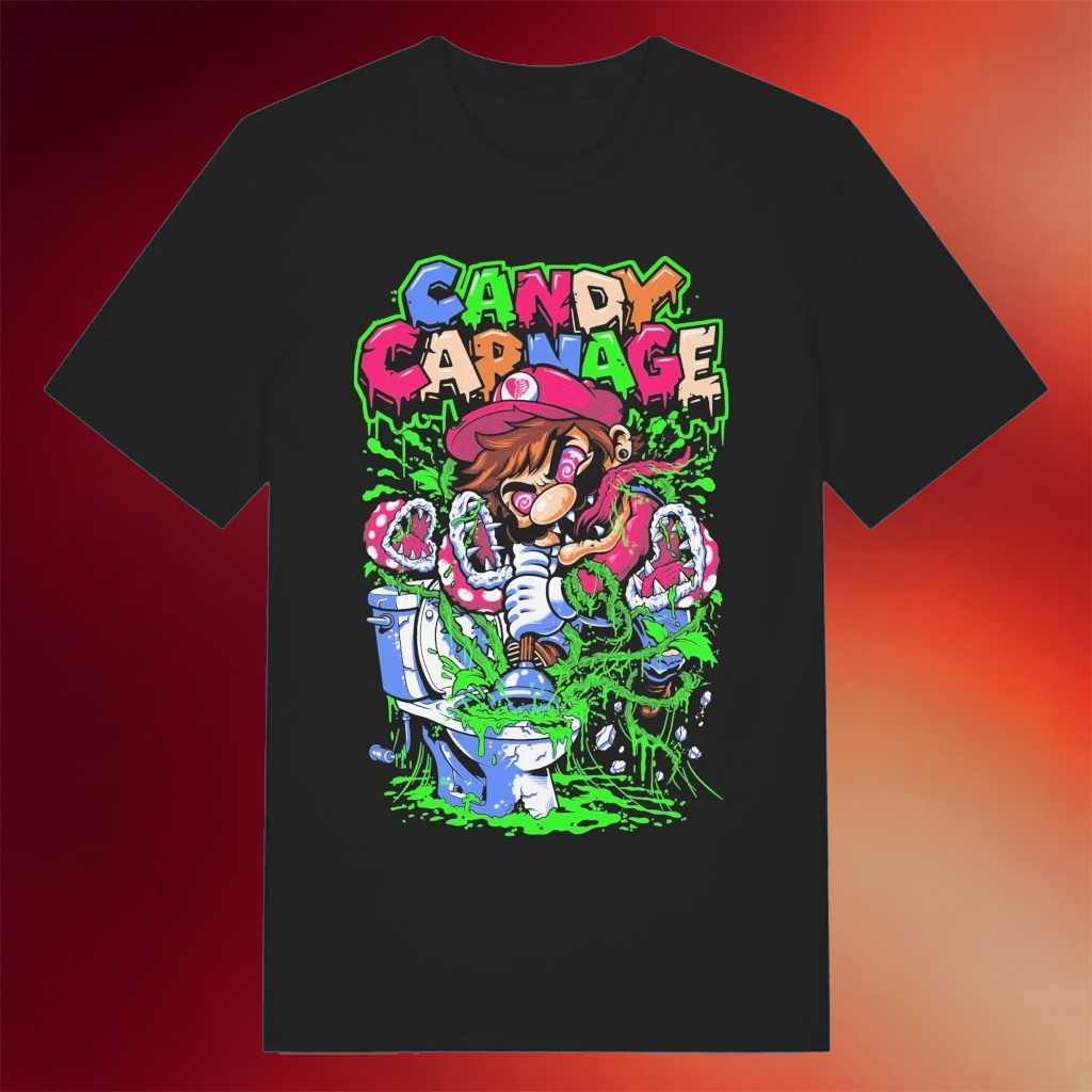 Candy Carnage Merch 2026 The Plunger Games Mario T-Shirt Dad Gifts For Father_s Day_