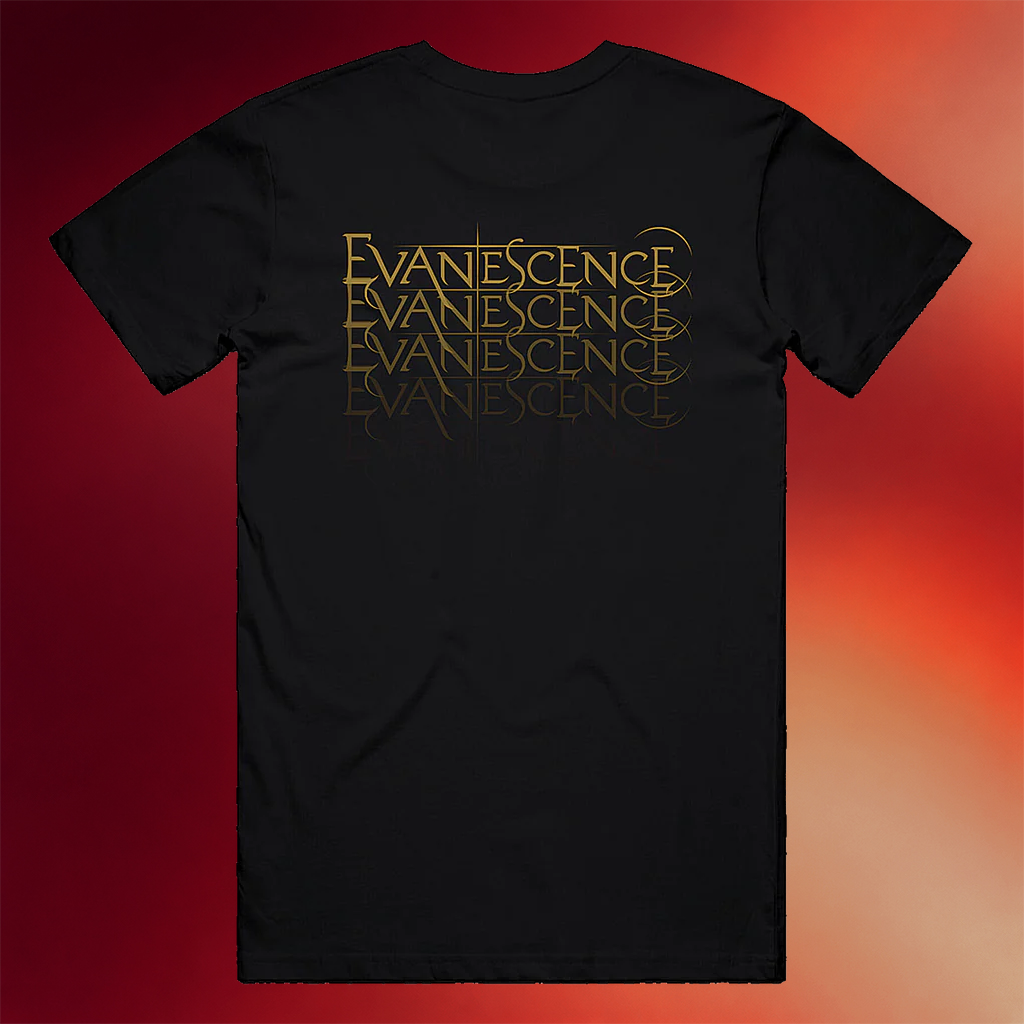 Evanescence Merch 2026 Repeat Logo Black T-Shirt  Evanescence Shirt Cool Gifts For Rock Lovers