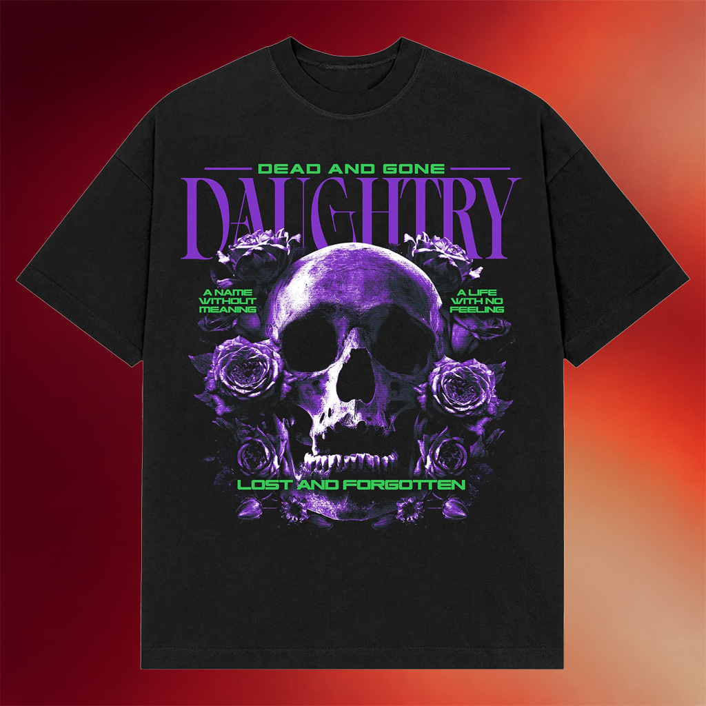 Daughtry Merch 2026 Purple Skull T-Shirt Dead And Gone Lost And Forgotten Shirt Rock Fan Gifts