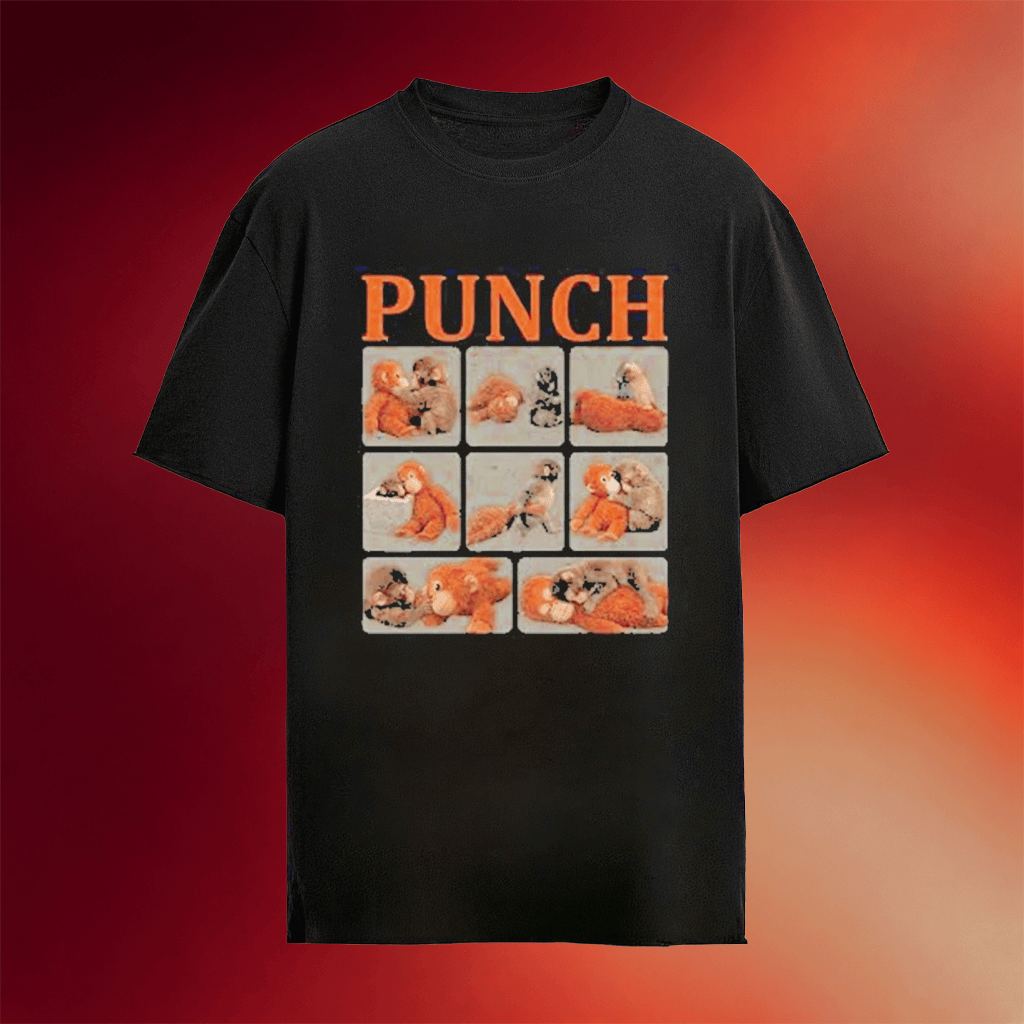 Punch The Monkey Shirt Baby Monkey With Stuffed Animal T-Shirt Punch Monkey Japan Clothing