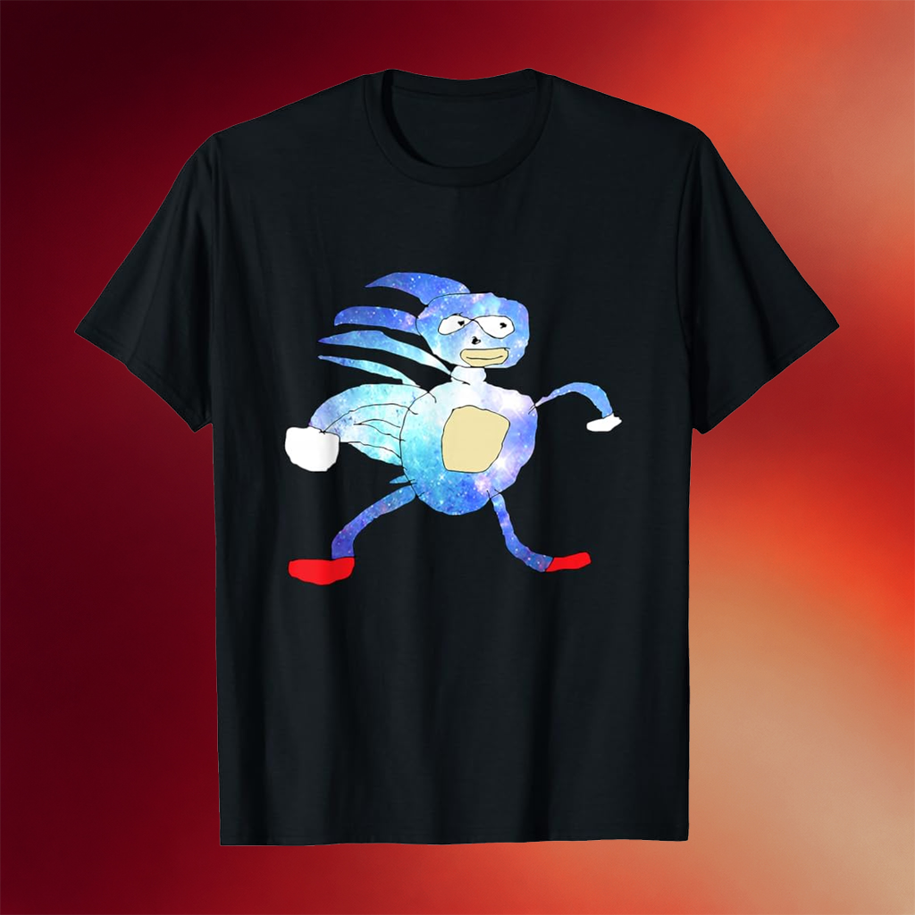 Sanic Merch 2026 Funny Sanic Meme T-Shirt Hilarious Sonic Parody Tee Speedy Hedgehog Shirt