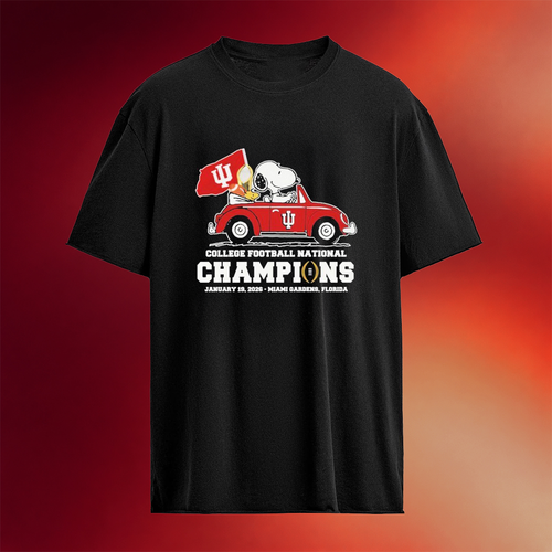 Snoopy And Woodstock X Indiana Football Driving Car College National Champions 2026 T-Shirt
