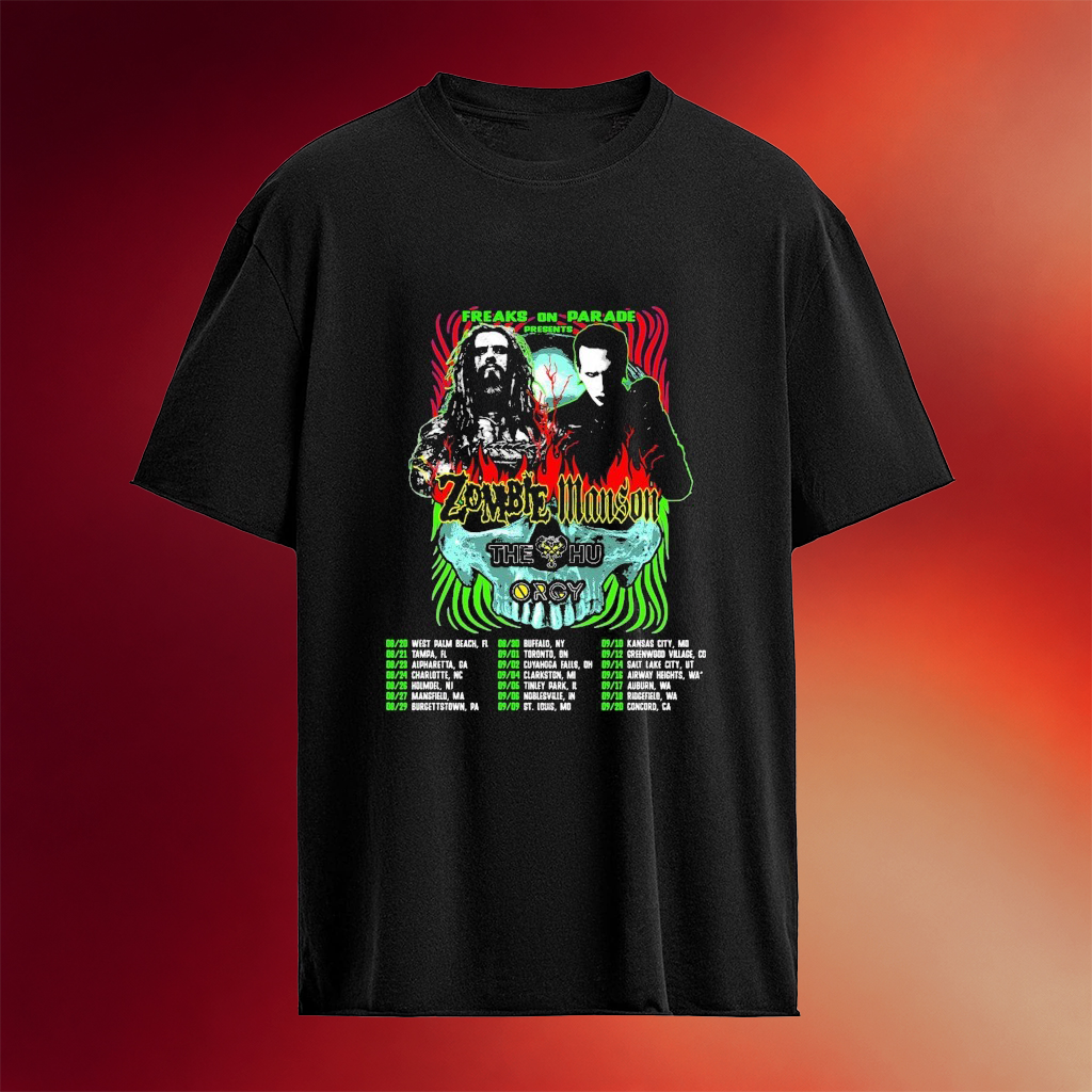 The Hu Freaks On Parade Rob Zombie And Marilyn Manson Tour 2026 T-Shirt Fan Apparel