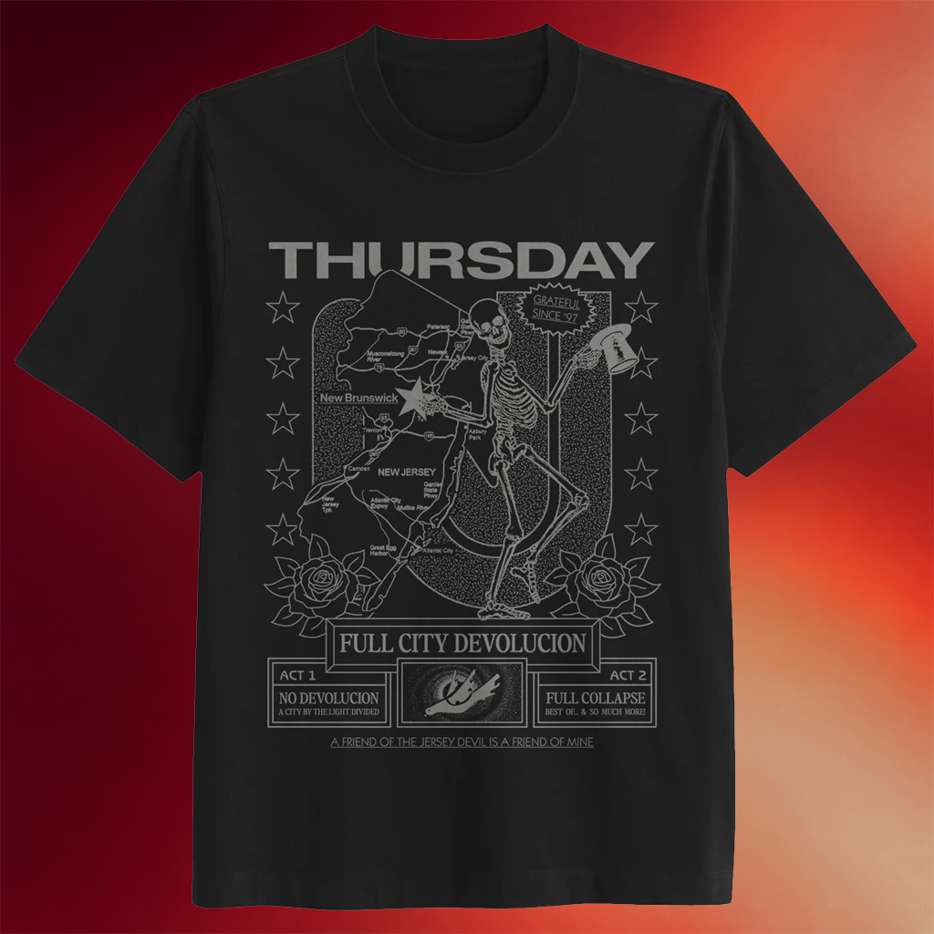 Thursday Merch 2026 Silver Skeleton T-Shirt Thursday Band Shirt Music Gift Ideas For Guys