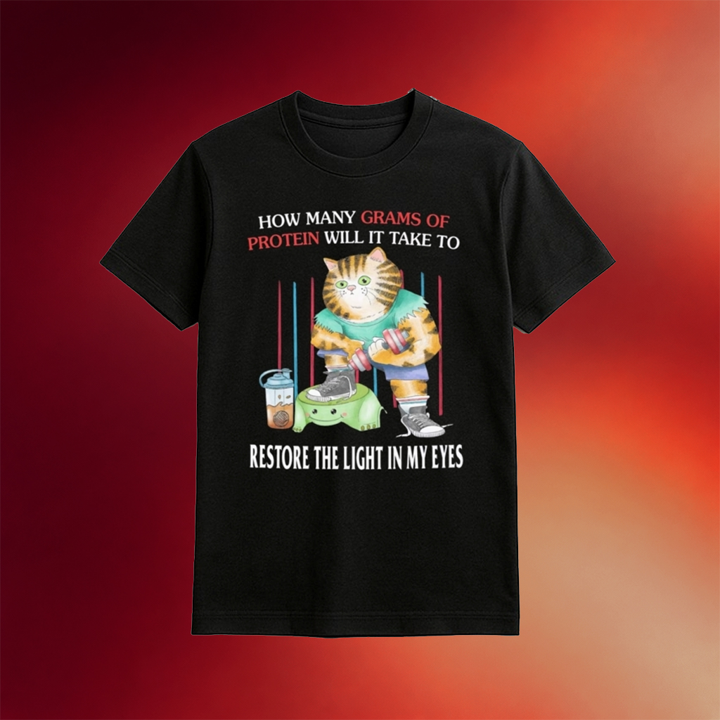 Funny Buff Cat Grams Of Protein Meme Gym Shirt Gift Ideas For Friends