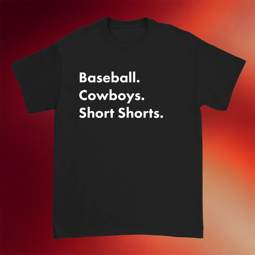 Garett Delano Merch 2026 Baseball Cowboys Short Shorts T-Shirt Black Gifts For Him