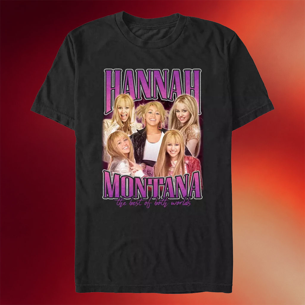Hannah Montana Merch 2026 D Channel Hannah Montana_s Pop Star Montage T-Shirt Fan Apparel