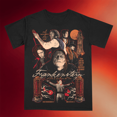 Halftone Horror Merch Frankenstein T-Shirt Best Gifts For Horror Movie Lovers