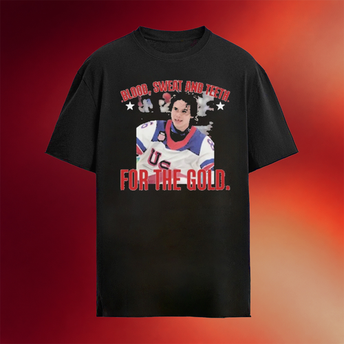 Jack Hughes Shirt USA Hockey Gold Medal Merch Blood Sweat And Teeth For The Gold T-Shirt 2026