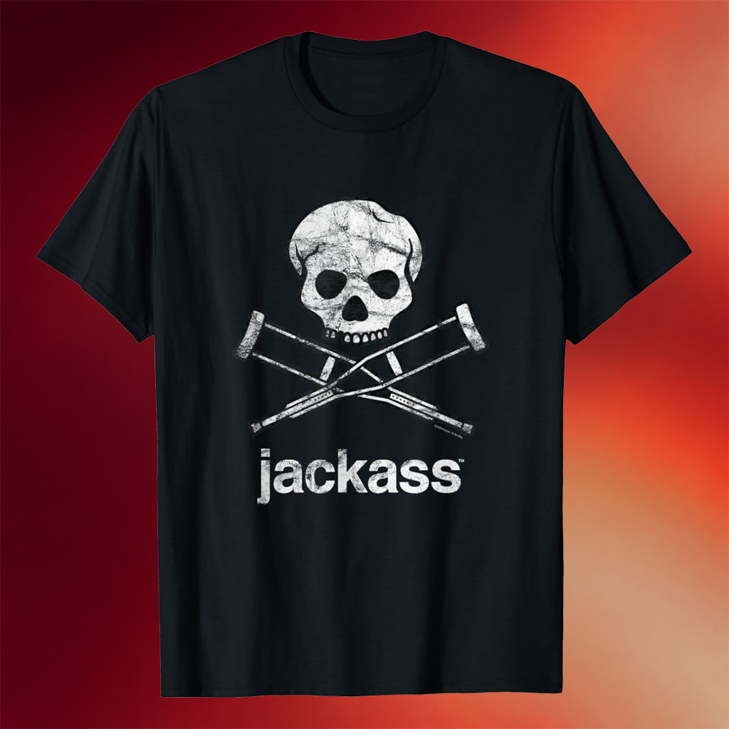 Jackass Merch 2026 Jackass Skull And Crutches Logo T-Shirt Gifts Ideas For Friends