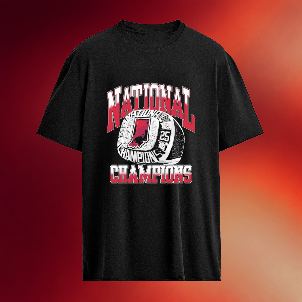 Indiana Football 2025 National Champions Ring T-shirt Hoosiers Merch Gifts For Football Fan