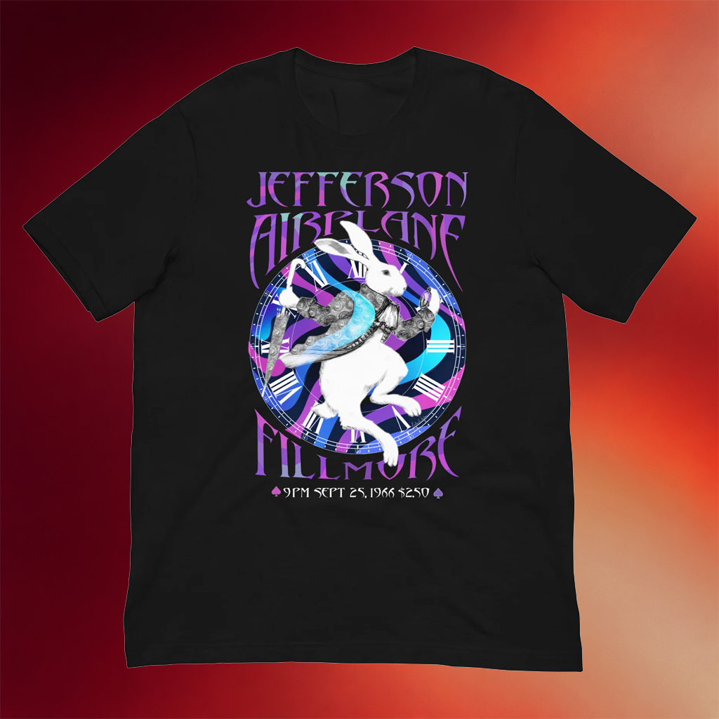 Jefferson Airplane Merch 2026 Jefferson Airplane White Rabbit Fillmore T-Shirt Rock Band Gifts