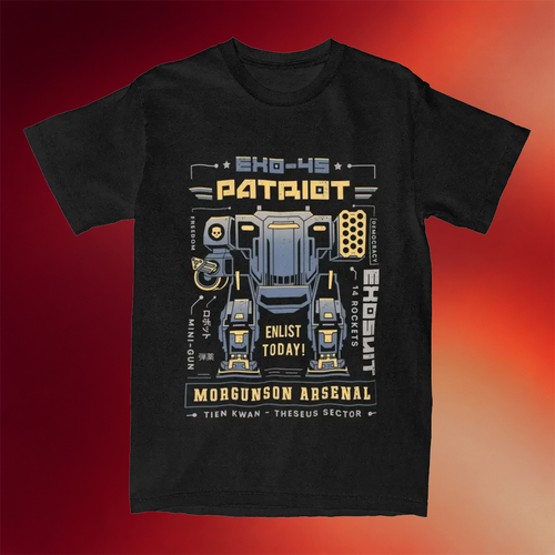 Helldivers Merch 2026 Patriot Mech Shirt Black Helldivers T-Shirt Gifts For Gamers
