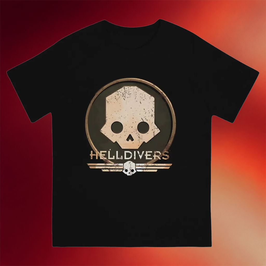 Helldivers Merch 2026 Logo Skull Shirt Black Presents For Video Game Lovers