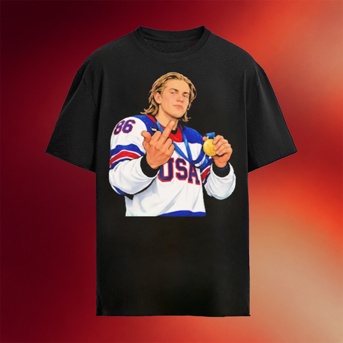 Jack Hughes Shirt USA Hockey Gold Medal Merch Jack Hughes Middle Finger T-Shirt Olympics 2026