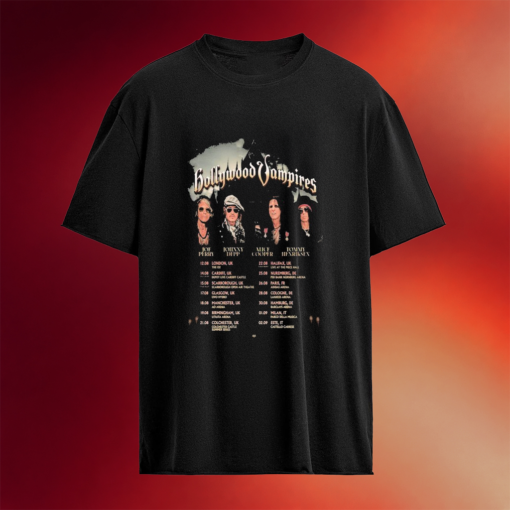 Hollywood Vampires UK And Europe Tour 2026 T-Shirt Hollywood Vampires Merch Fans Gifts
