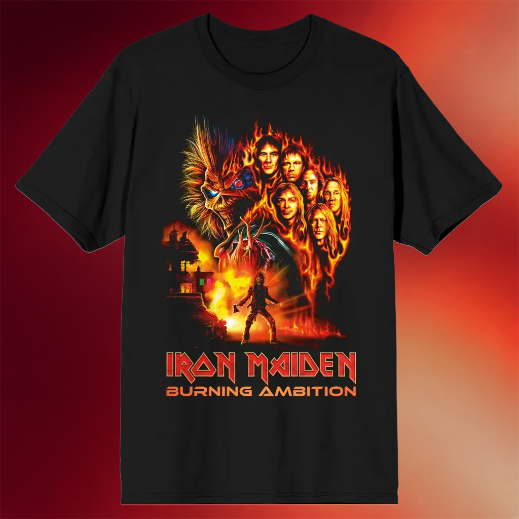 Iron Maiden Merch 2026 Burning Ambition T-Shirt Heavy Metal Band Fans Gifts