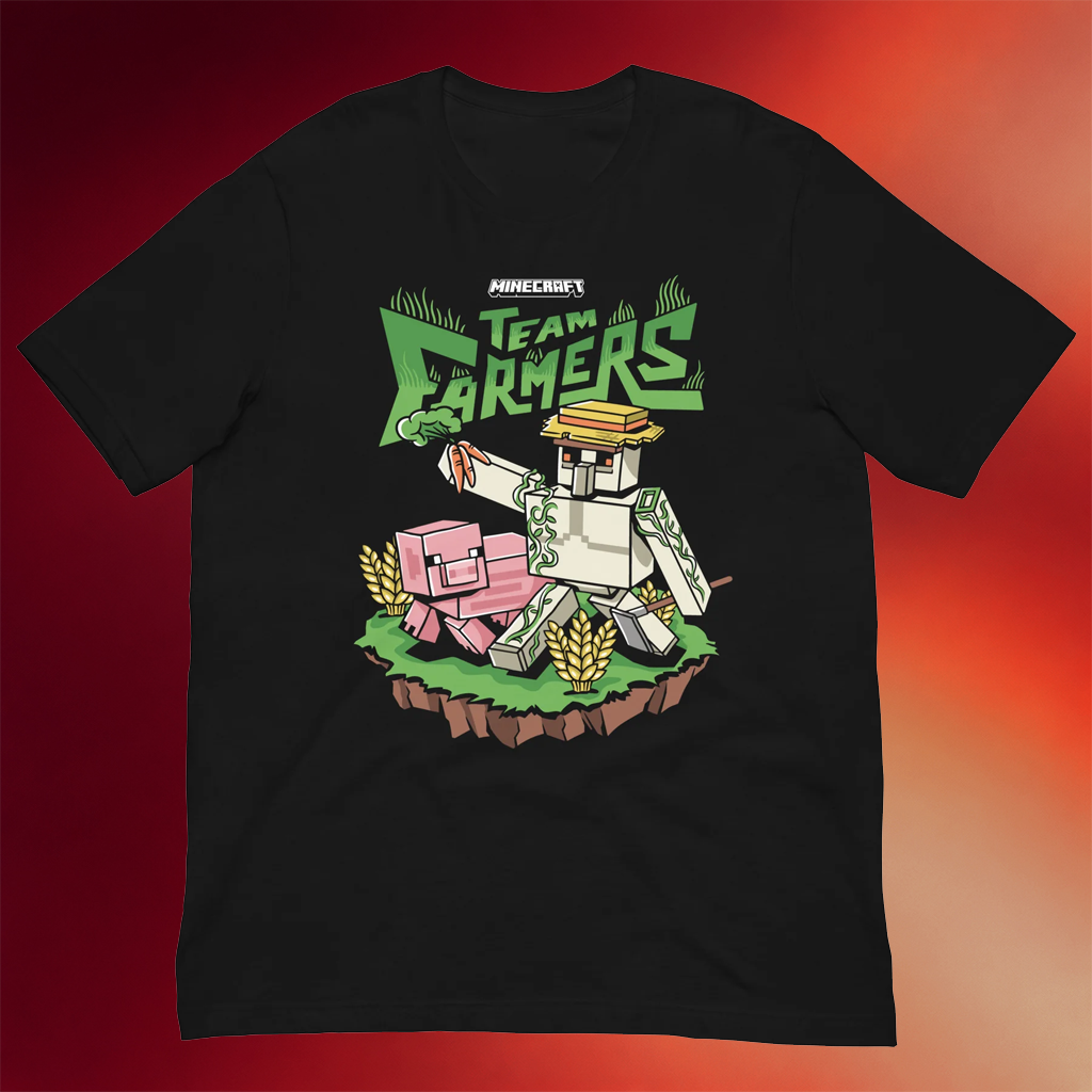 Minecraft Merch 2026 Team Farmers T-Shirt Black Cool Gifts For Gamers