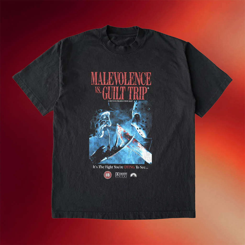 Malevolence Merch 2026 Malevolence Vs Guilt Trip Halloween T-Shirt Gifts For Dudes