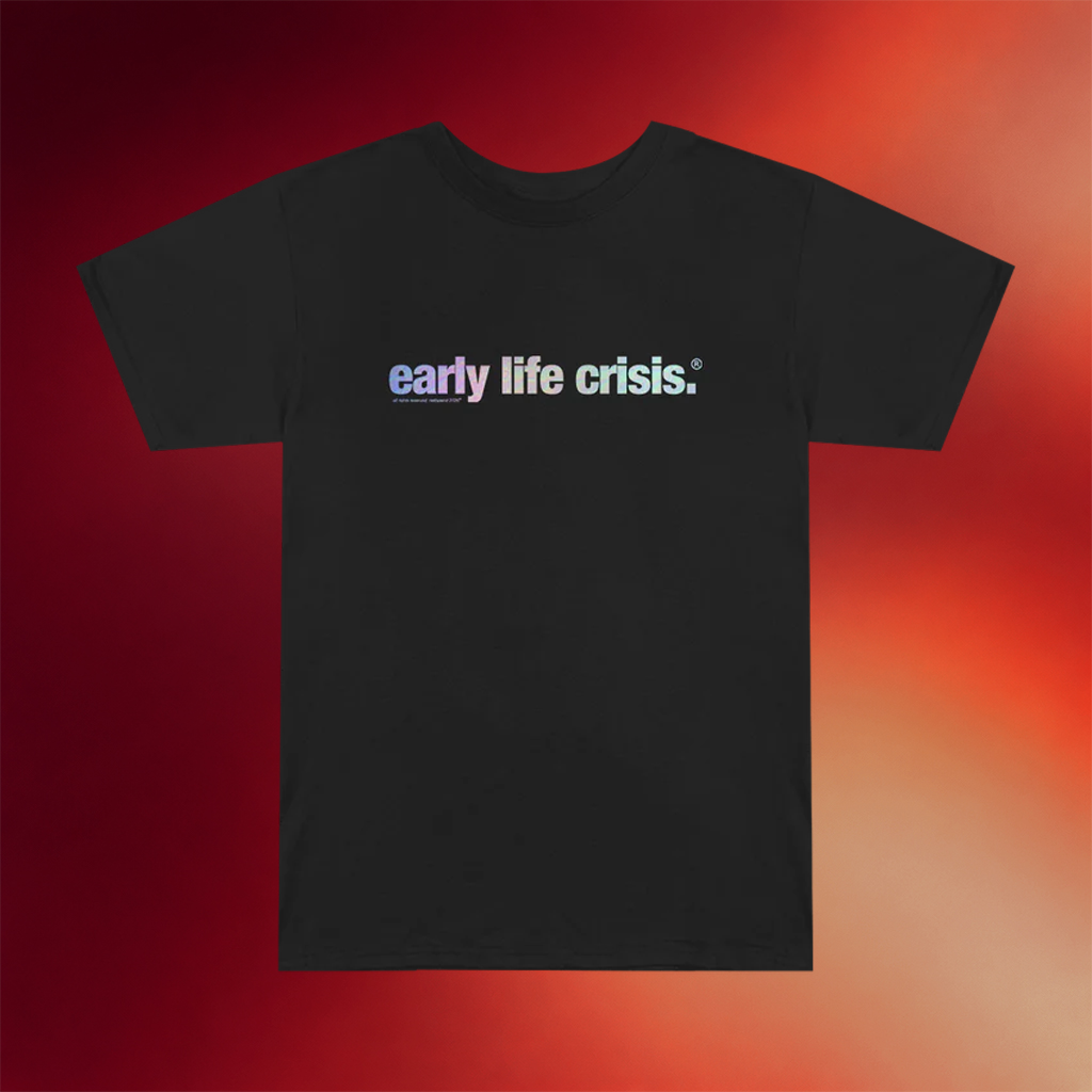 Nettspend Merch Early Life Crisis Black Holographic T-Shirt 2026 Gifts For Rapper Fans