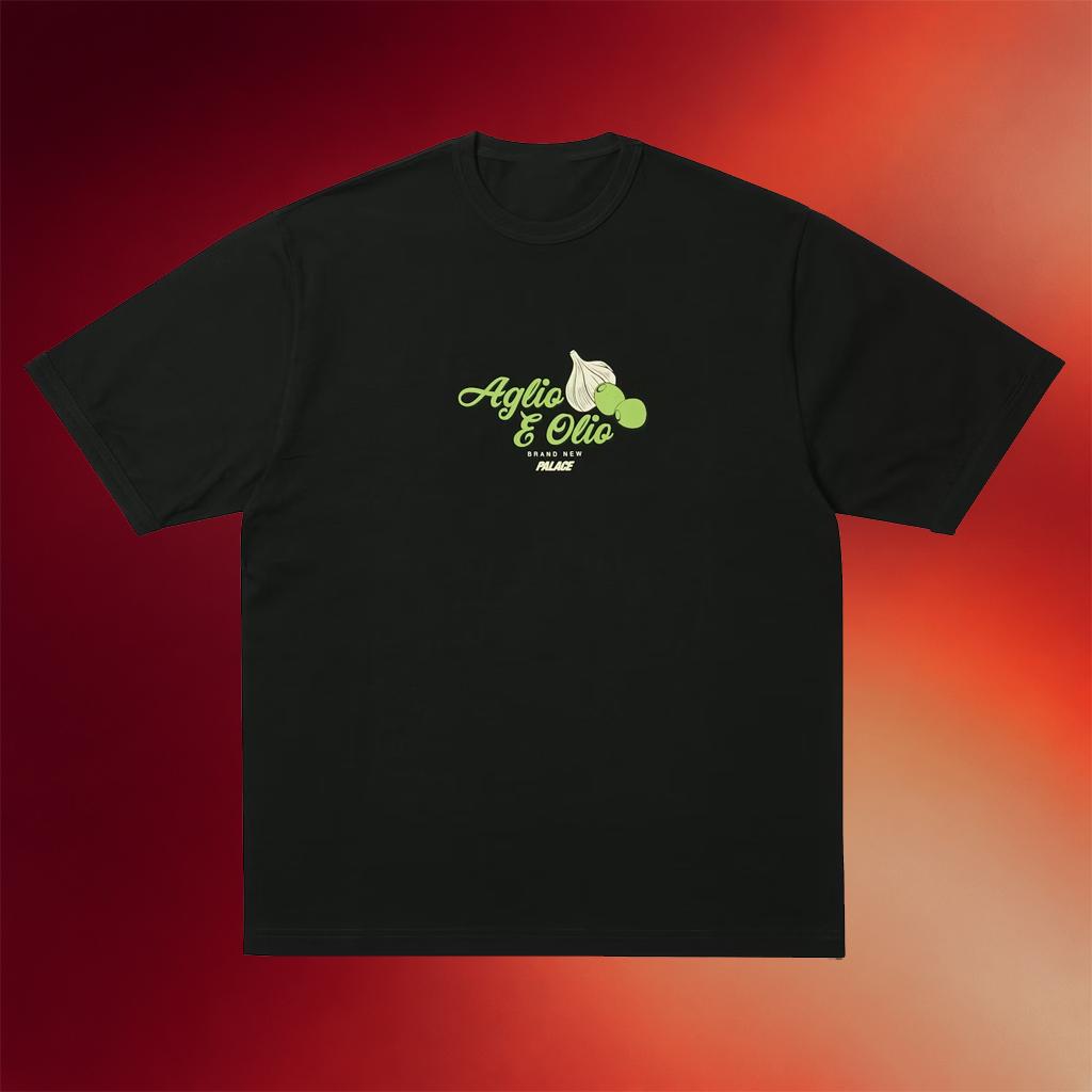 Palace Skateboards Merch 2026 Aglio And Olio T-Shirt Black Gifts Ideas For Friends