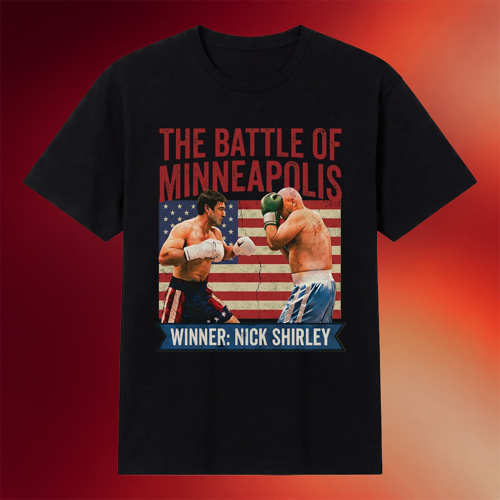 Nick Shirley Merch 2026 The Battle Of Minneapolis T-Shirt Black Winner Nick Shirley Shirt Gifts