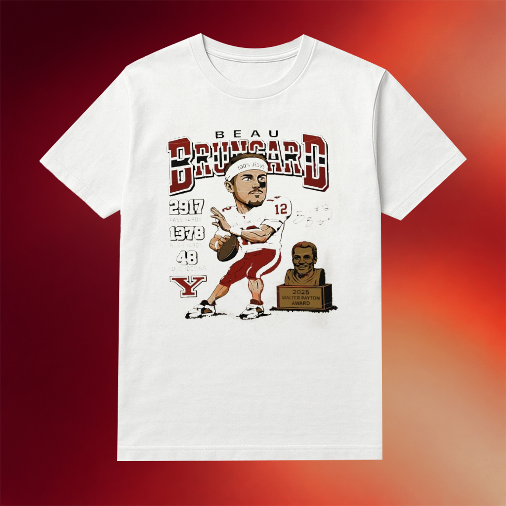 Beau Brungard 2025 Walter Payton Award Winner Youngstown State Penguins Trophy Shirt