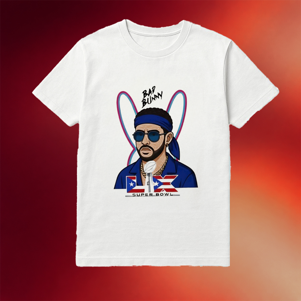 Bad Bunny Super Bowl Lix Cartoon Shirt Bad Bunny Super Bowl Merch 2026 Gifts For Brother