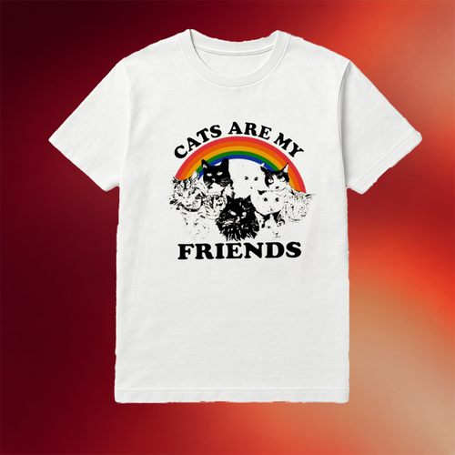 Cats Are My Friends Rainbow T-Shirt Meaningful Birthday Gifts For Mom