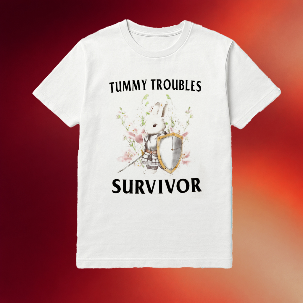 Rabbit Warrior Tummy Troubles Survivor Cartoon Shirt Gifts For Besties