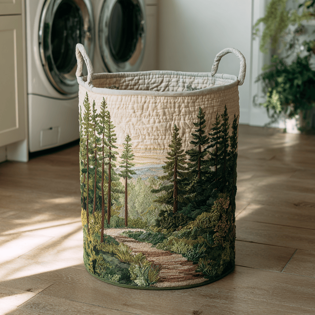 Forest Path Quilted Laundry Basket NCU0DDK1236