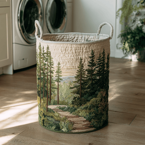 Forest Path Quilted Laundry Basket NCU0DDK1236